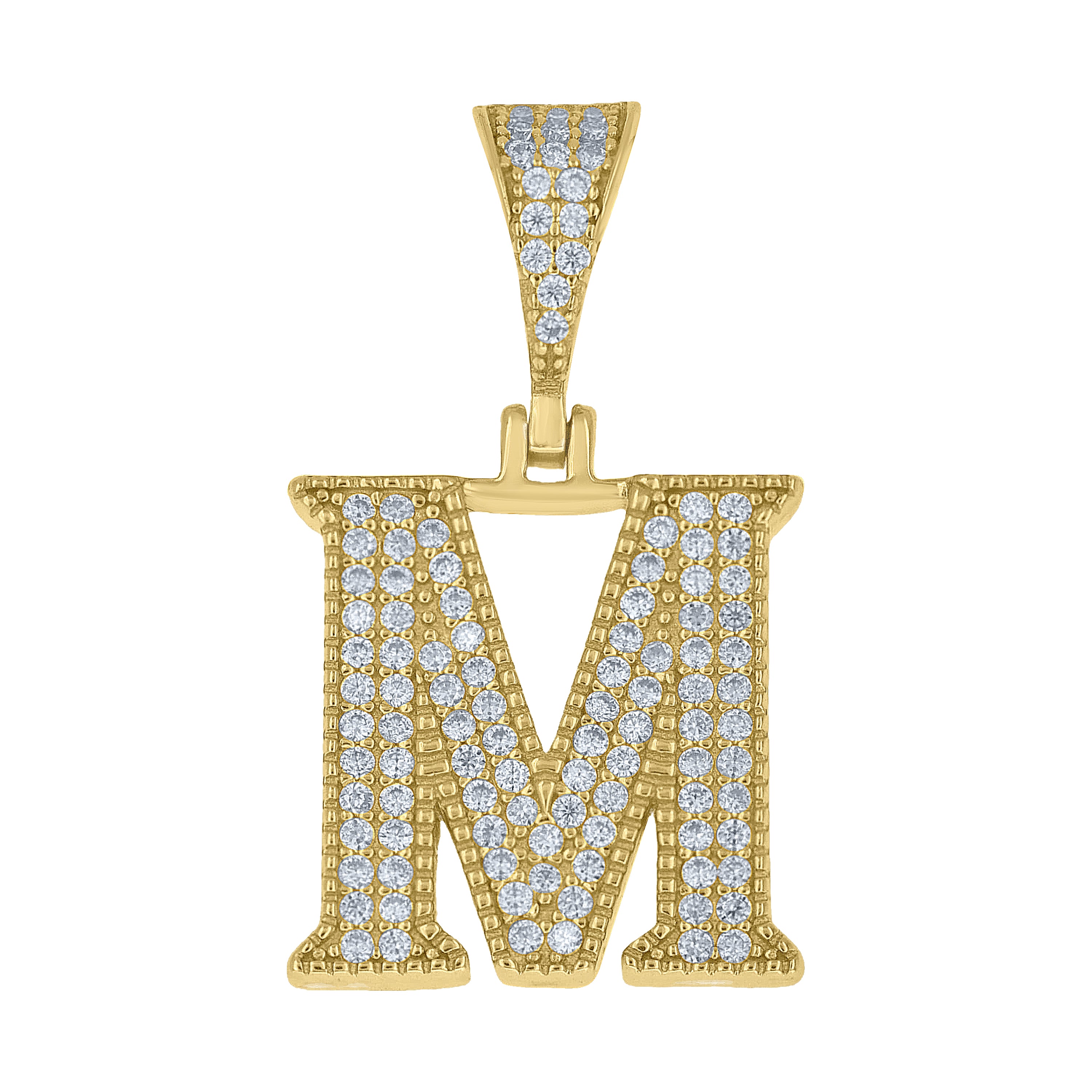 925 Sterling Silver Initial "M" Moissanite