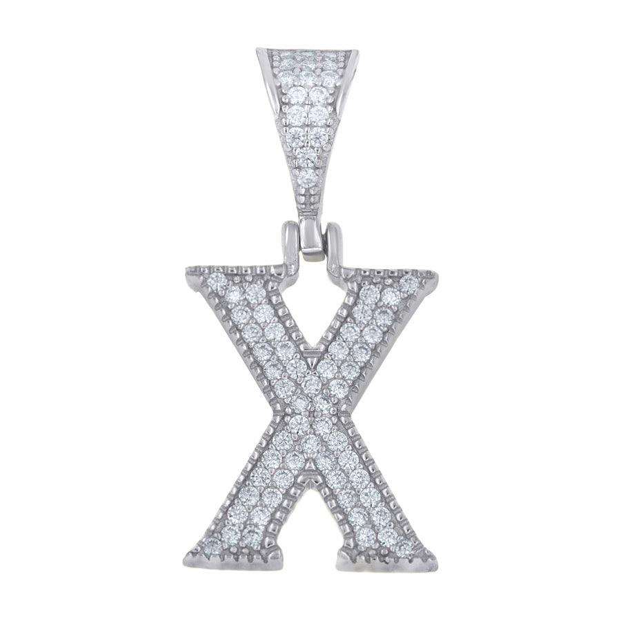 925 Sterling Silver Initial "X" Moissanite