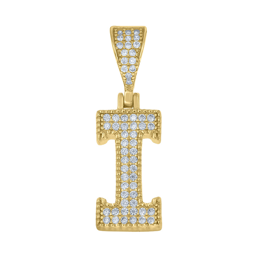925 Sterling Silver Cz Initial "I" Pendant