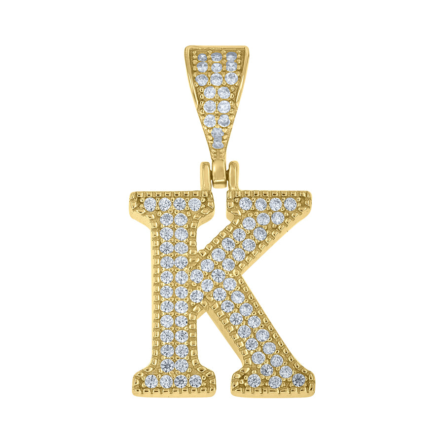 925 Sterling Silver Cz Initial "K" Pendant