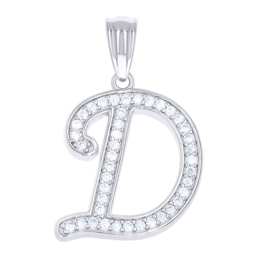 925 Sterling Silver Cz Initial "D" Pendant