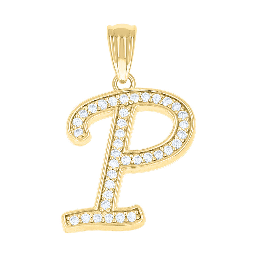 925 Sterling Silver Cz Initial "P" Pendant