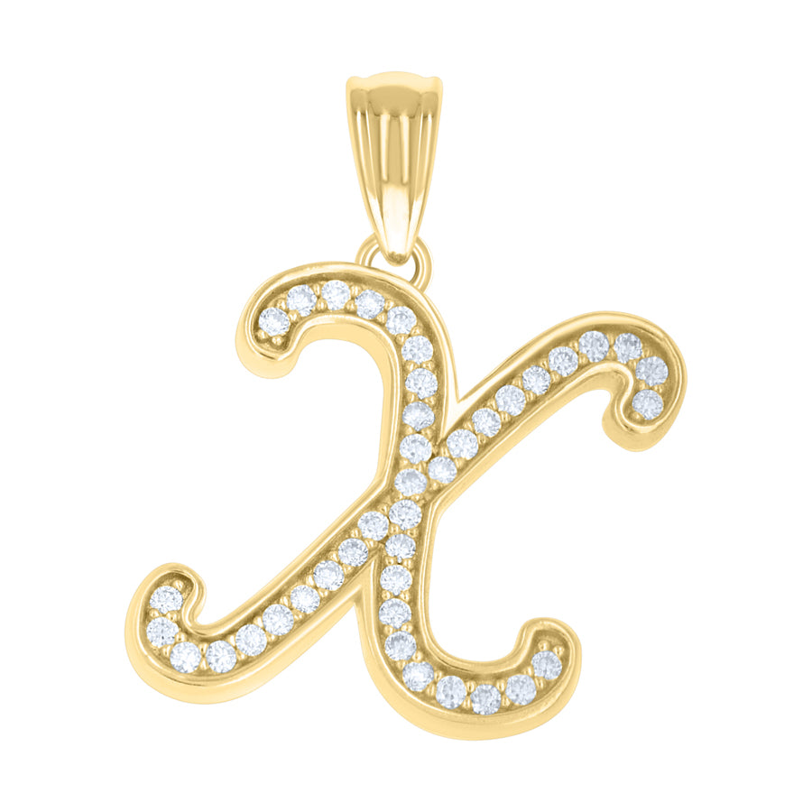 925 Sterling Silver Cz Initial "X" Pendant