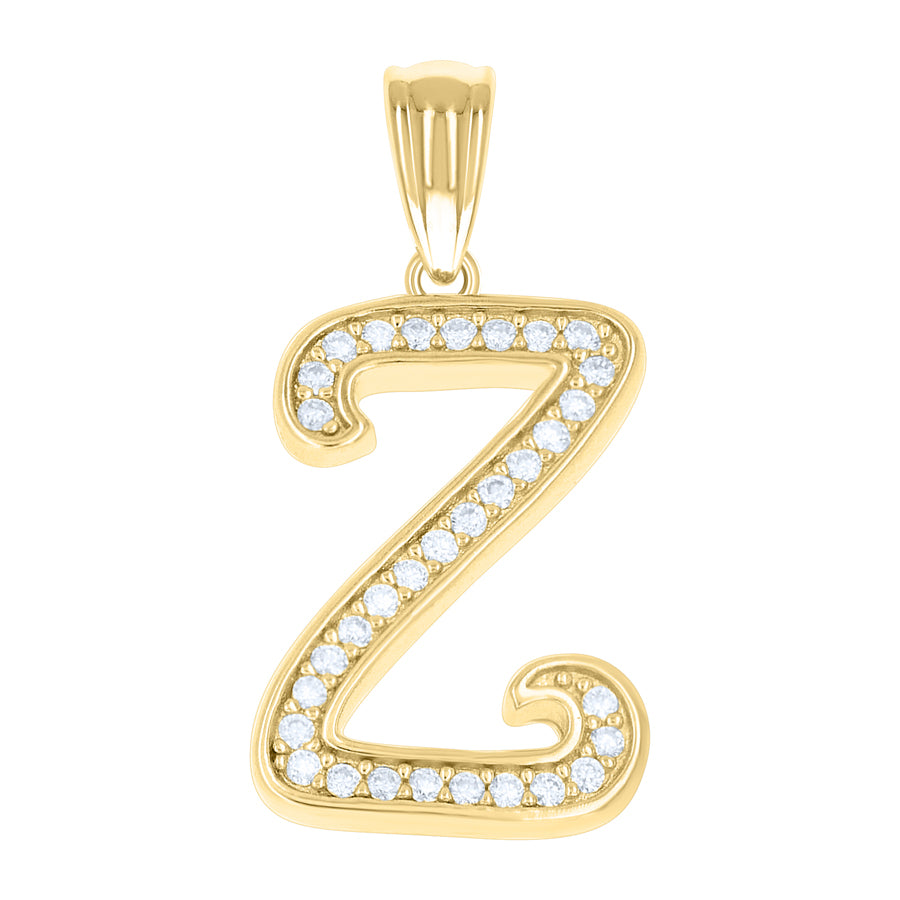 925 Sterling Silver Cz Initial "Z" Pendant