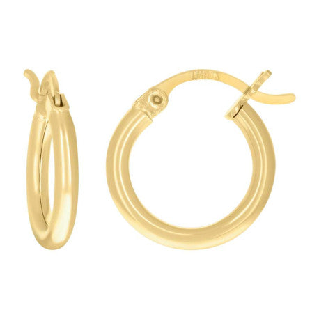 14Kt Gold 2mm Plain Hoop Earrings