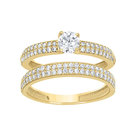 14Kt Gold Cz Duo Ring S7