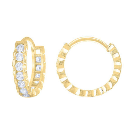 14Kt Gold Cz Hoop Earings