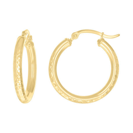 14Kt Gold Fancy Hoop Earrings 3mm