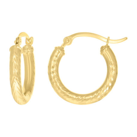 14Kt Gold Fancy Hoop Earrings 3mm
