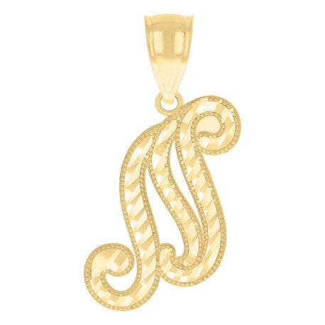 14Kt Gold Initial Pendant N