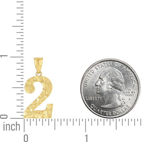 14Kt Gold Number "2" Pendant