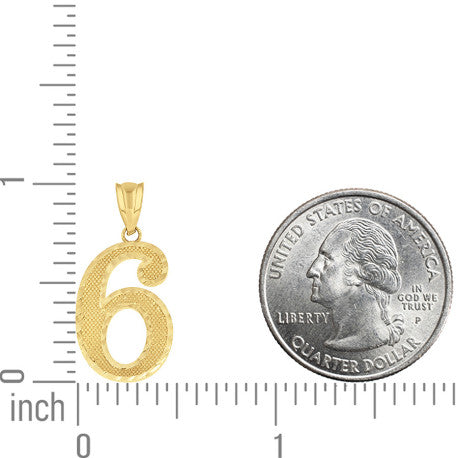 14Kt Gold Number "6" Pendant