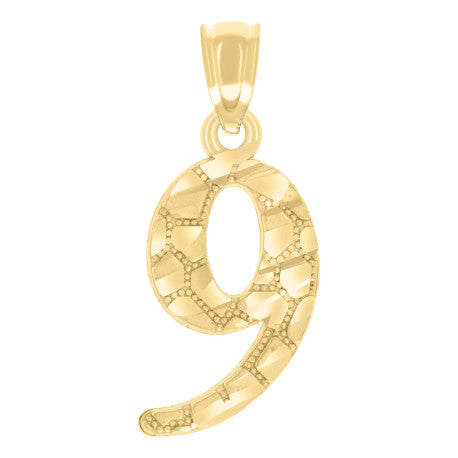 14Kt Gold Pendant Number "9"