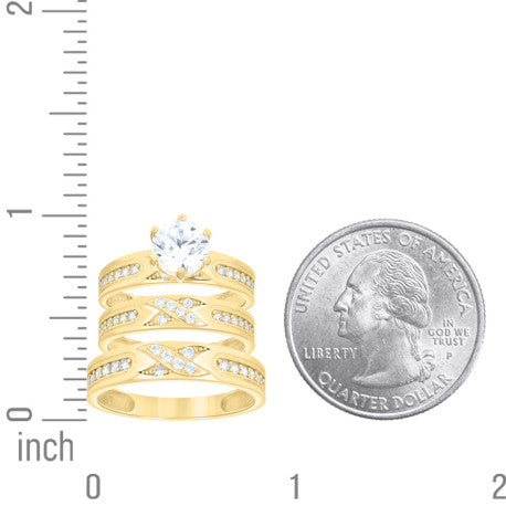 14Kt Gold Trio Cz Ring