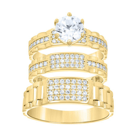 14Kt Gold Trio Cz Ring