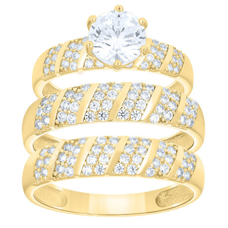 14Kt Gold Trio Cz Ring