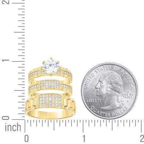 14Kt Gold Trio Cz Ring