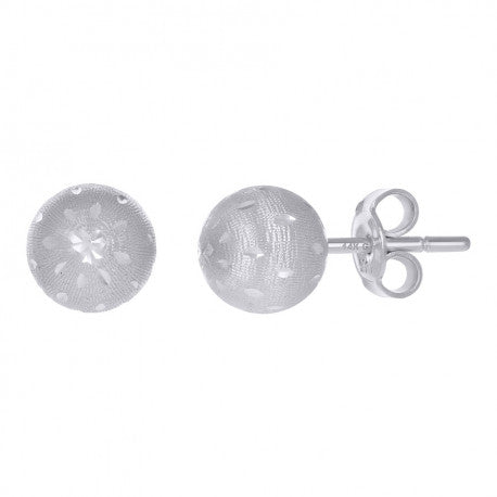 14Kt White Gold Fancy Ball-Stud Earrings 8mm