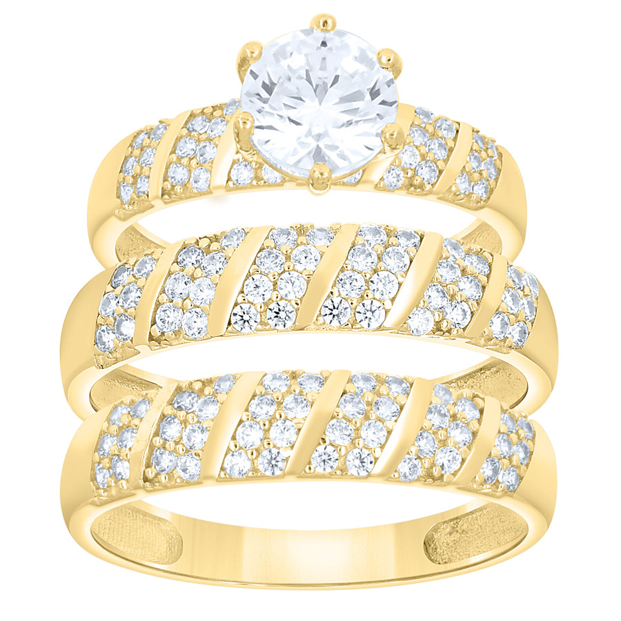 14Kt Gold Trio Cz Ring