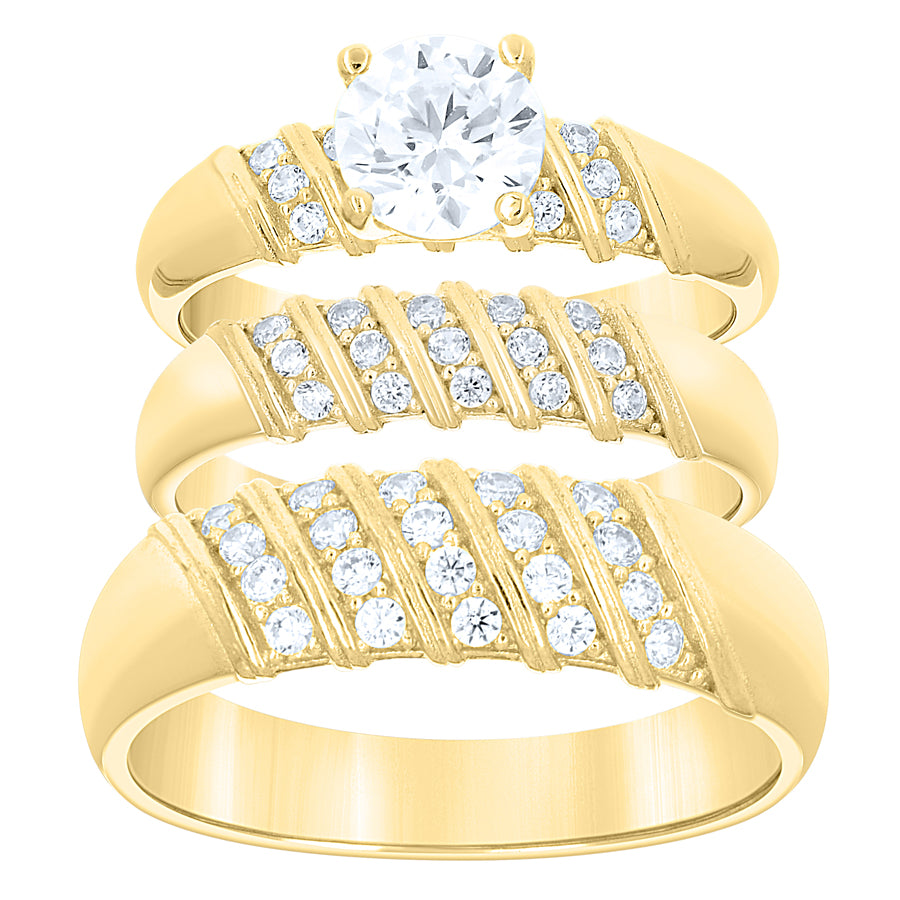 10Kt Gold Trio Cz Ring
