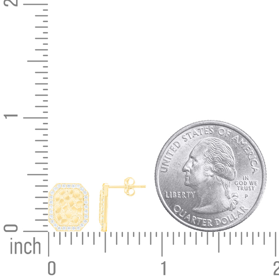10Kt Gold Cz Nugget Earring