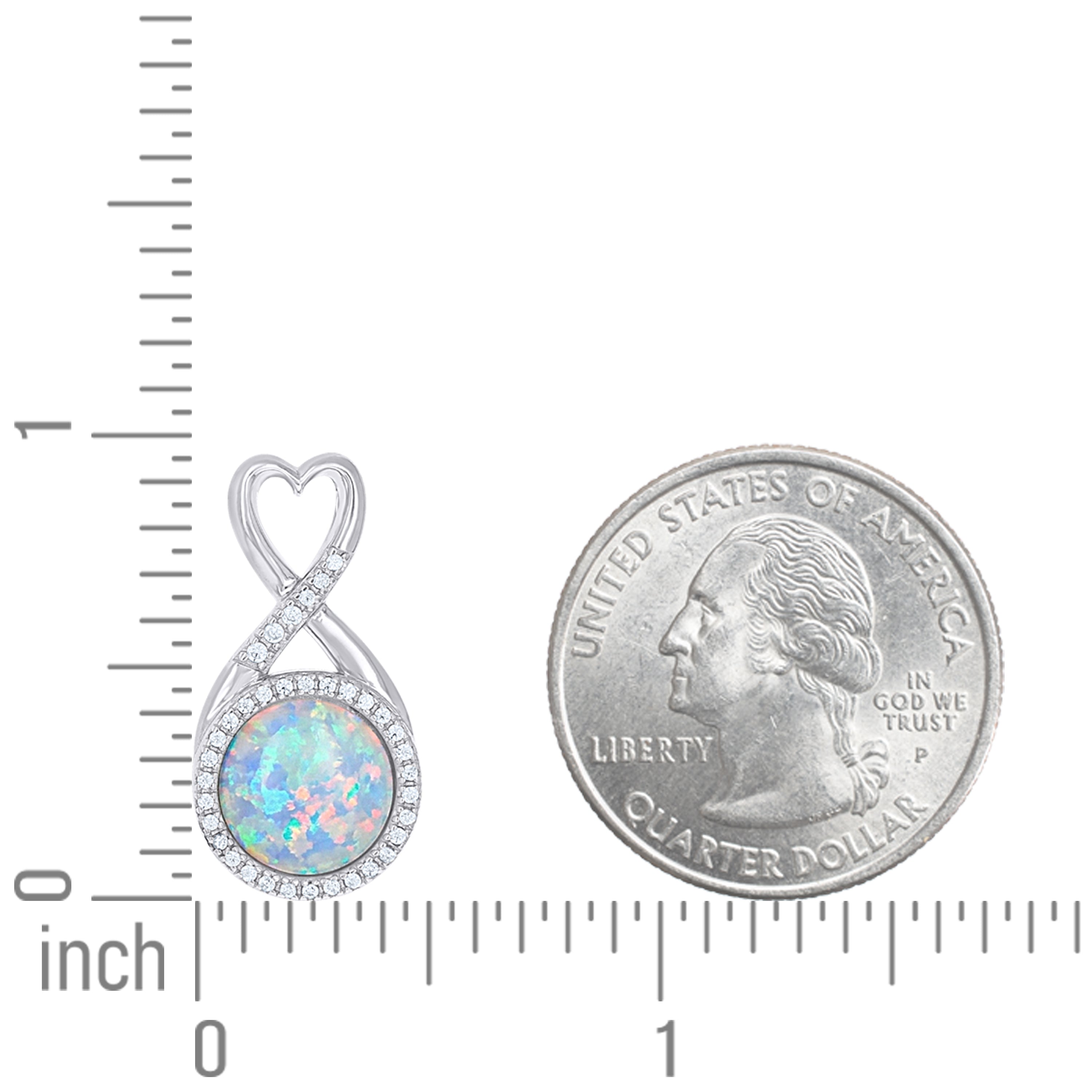 925 Sterling Silver Opal And Cubic Zirconia Pendant
