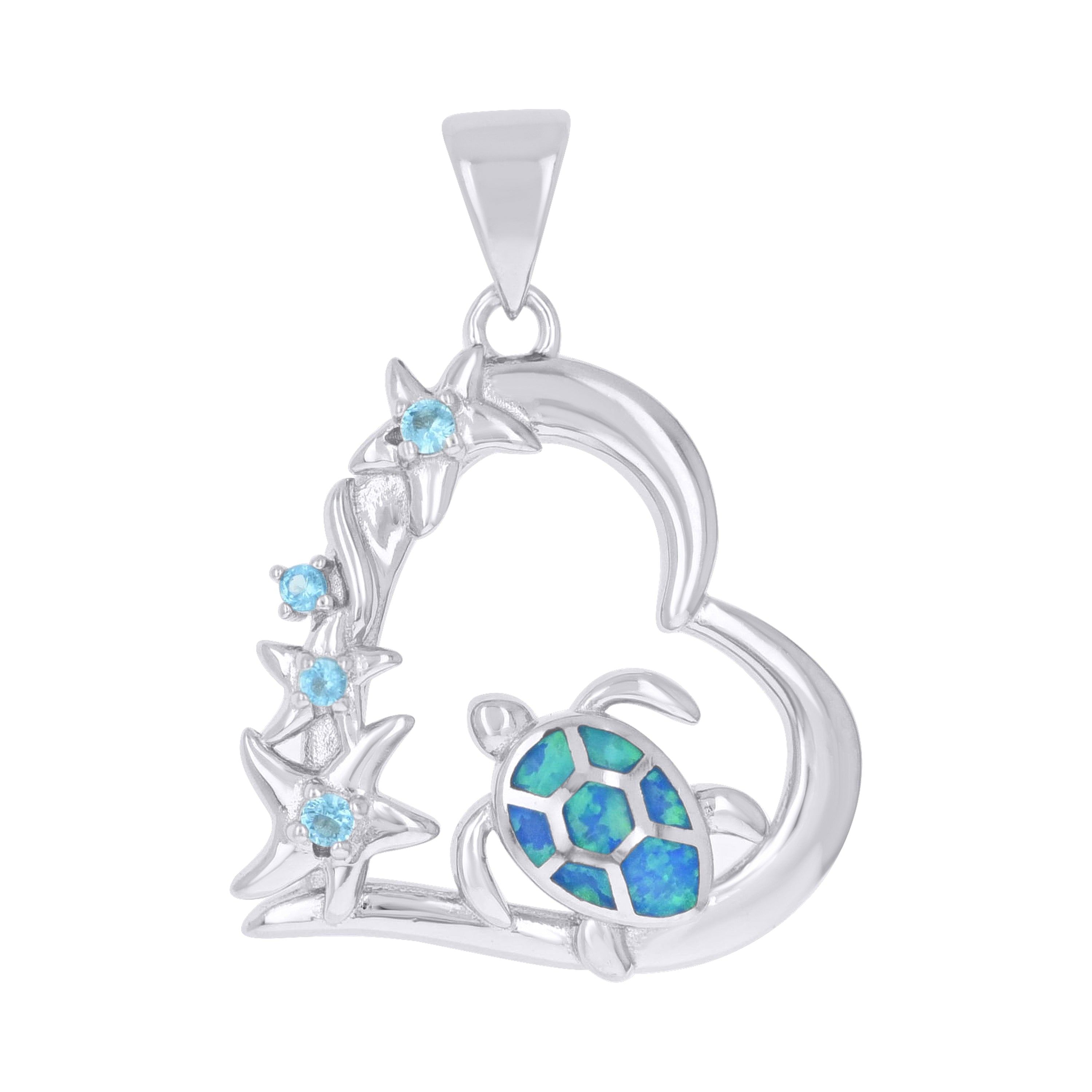 925 Sterling Silver Opal And Cubic Zirconia Pendant