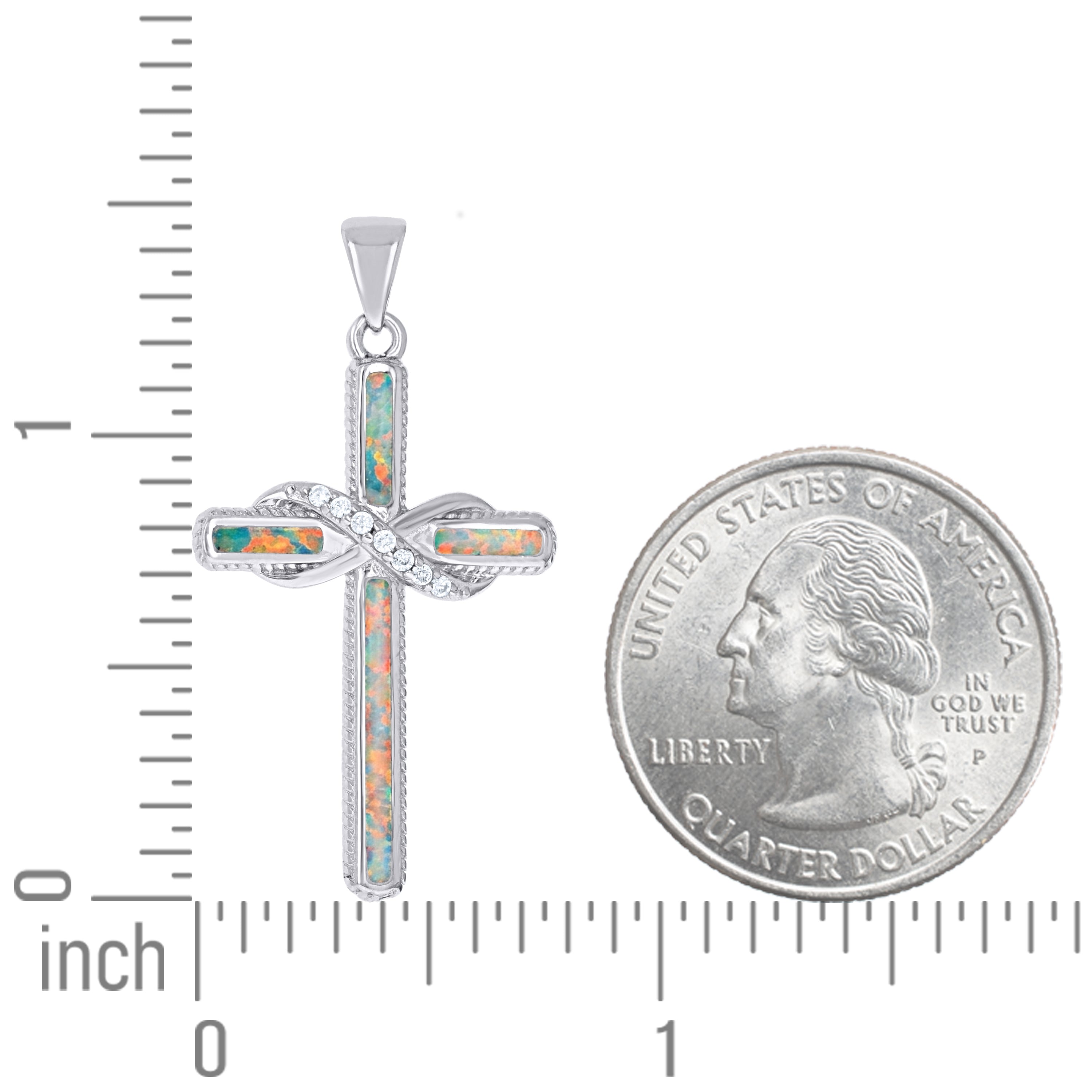 925 Sterling Silver Opal And Cubic Zirconia Pendant