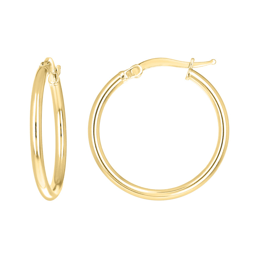 925 Sterling Silver Tube Hoop Earrings 2mm-20-Yellow