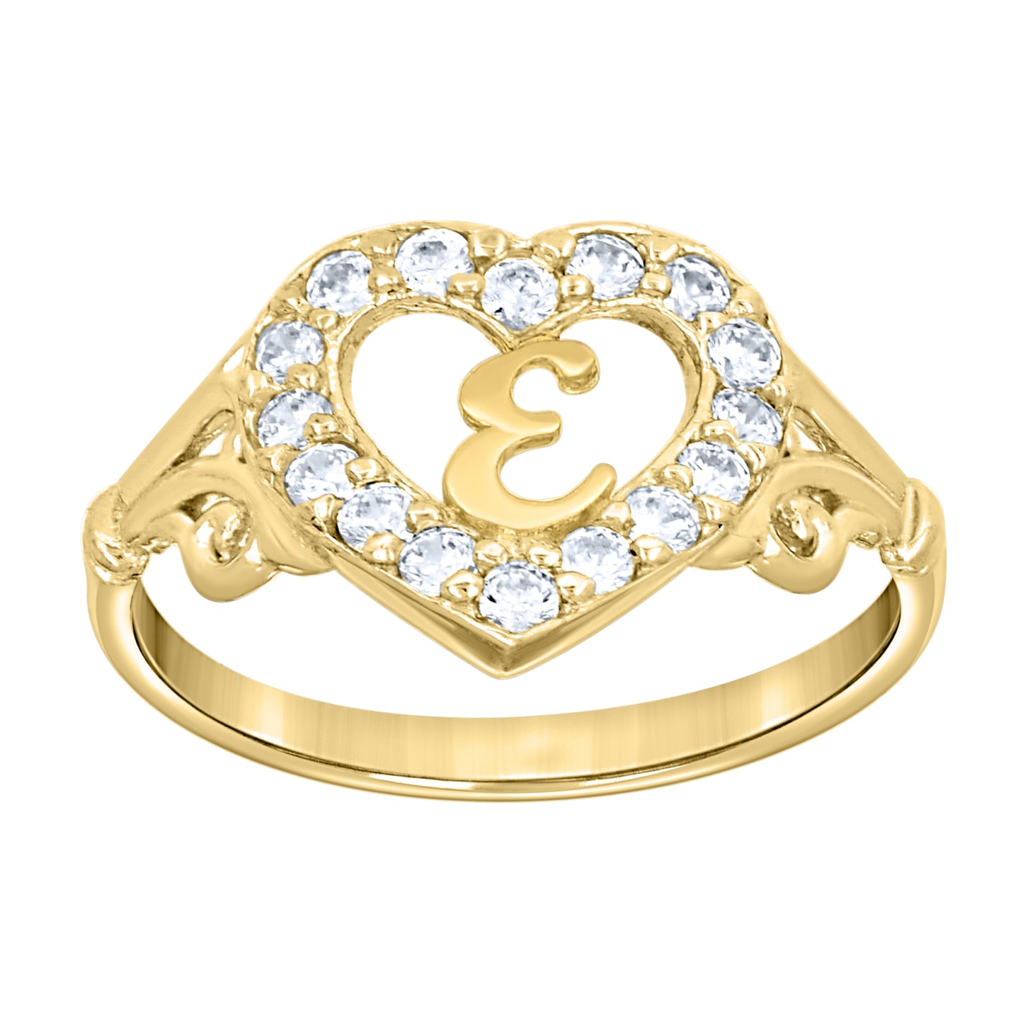 10K Gold Initial Letter Ring "E"