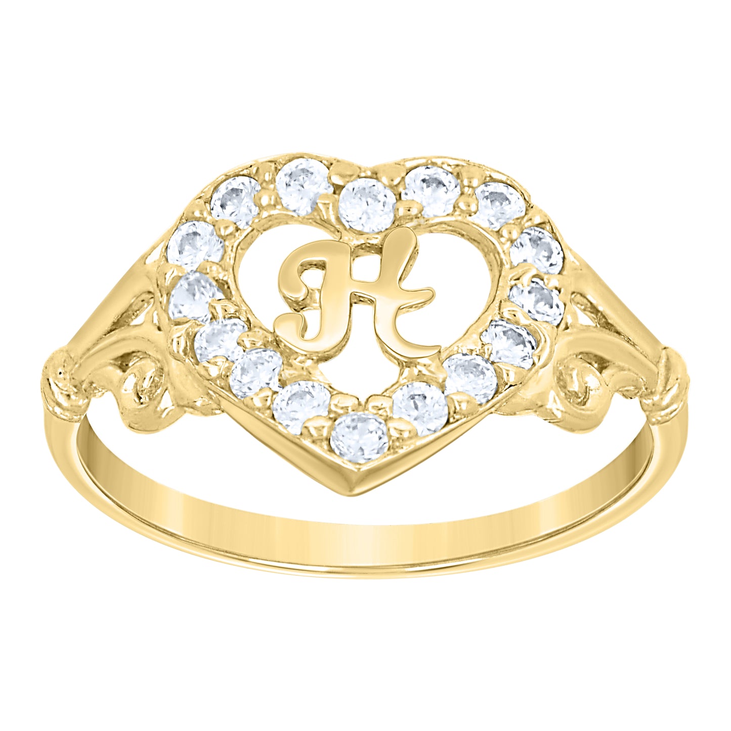 10K Gold Initial Letter Ring "H"