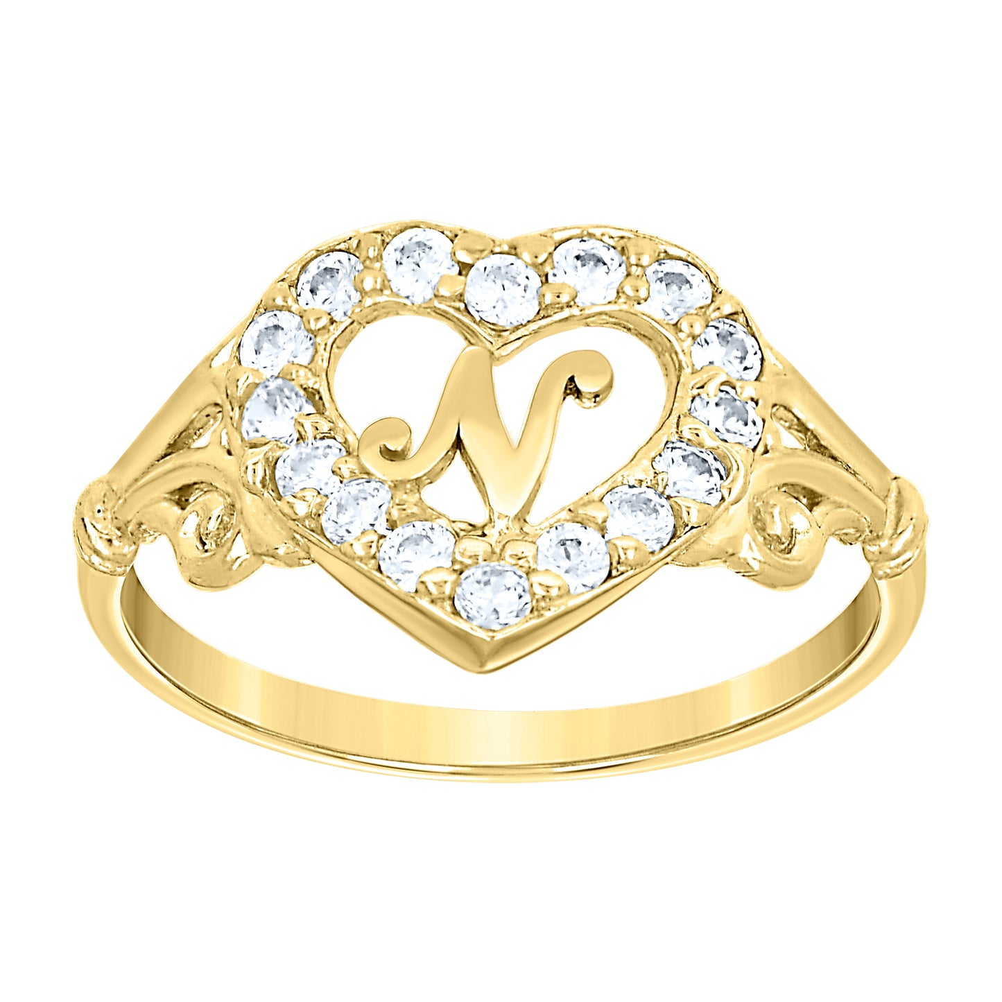 10K Gold Initial Letter Ring "N"