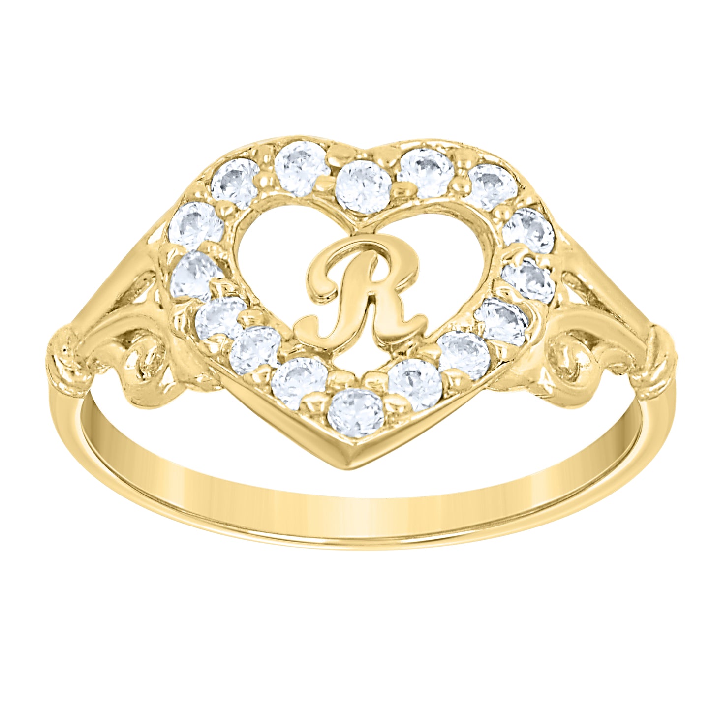 10K Gold Initial Letter Ring "R"