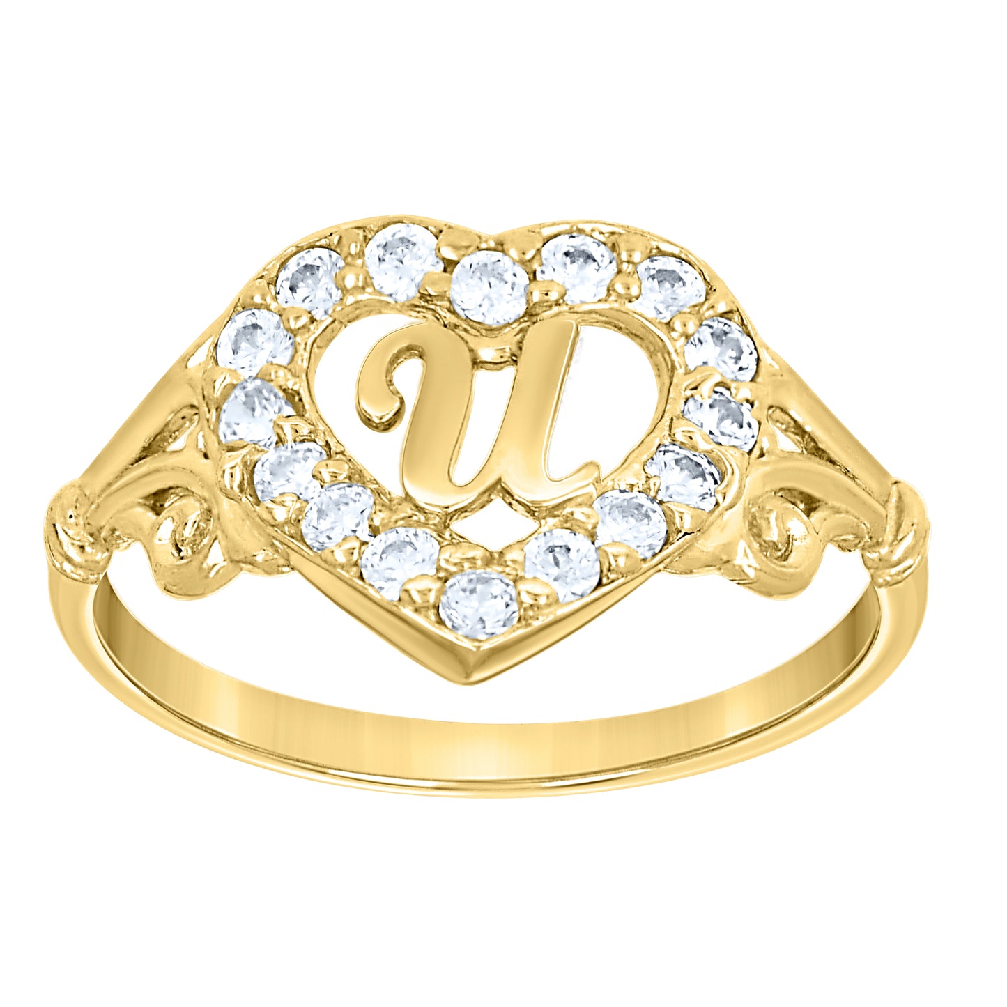 10K Gold Initial Letter Ring "U"
