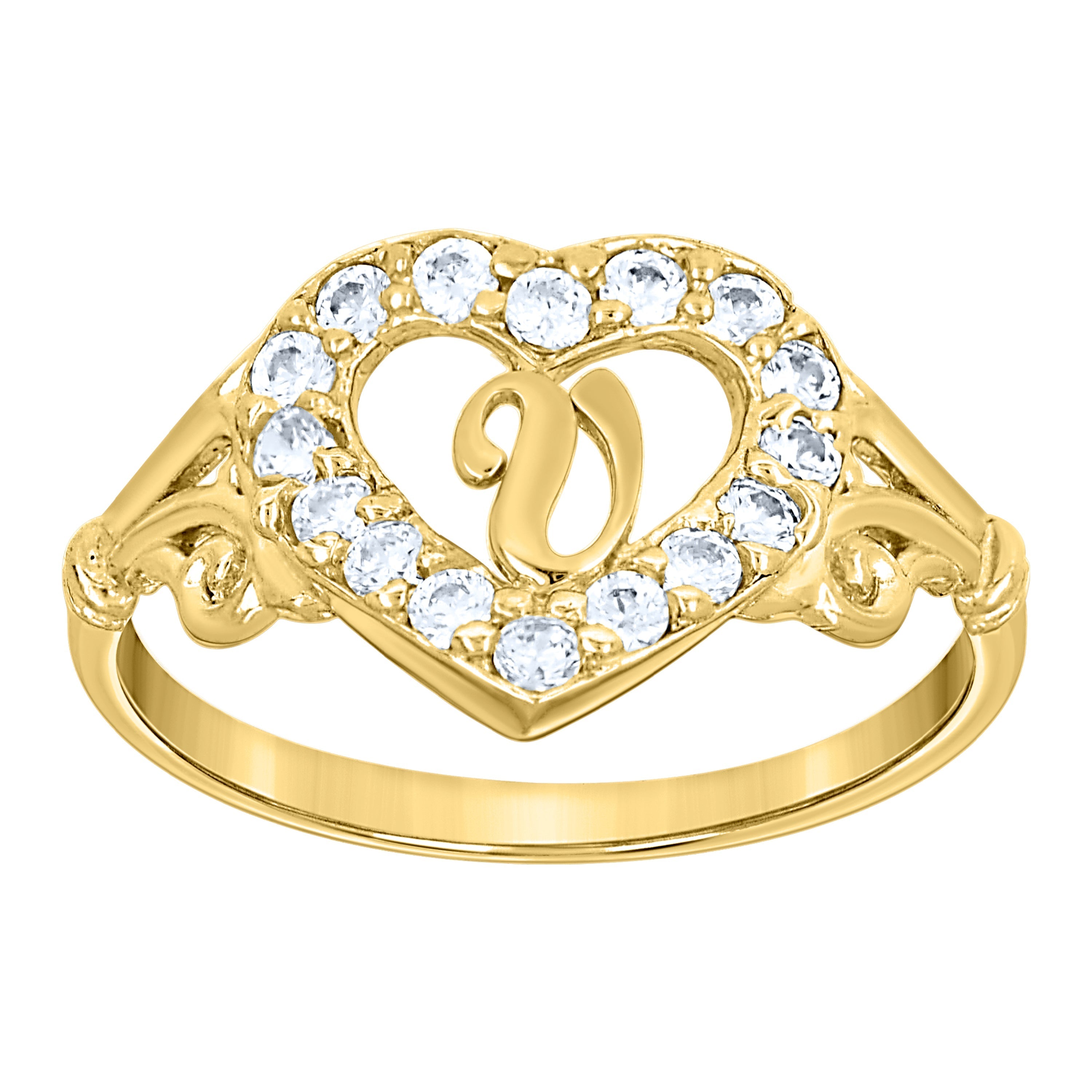 10K Gold Initial Letter Ring "V"