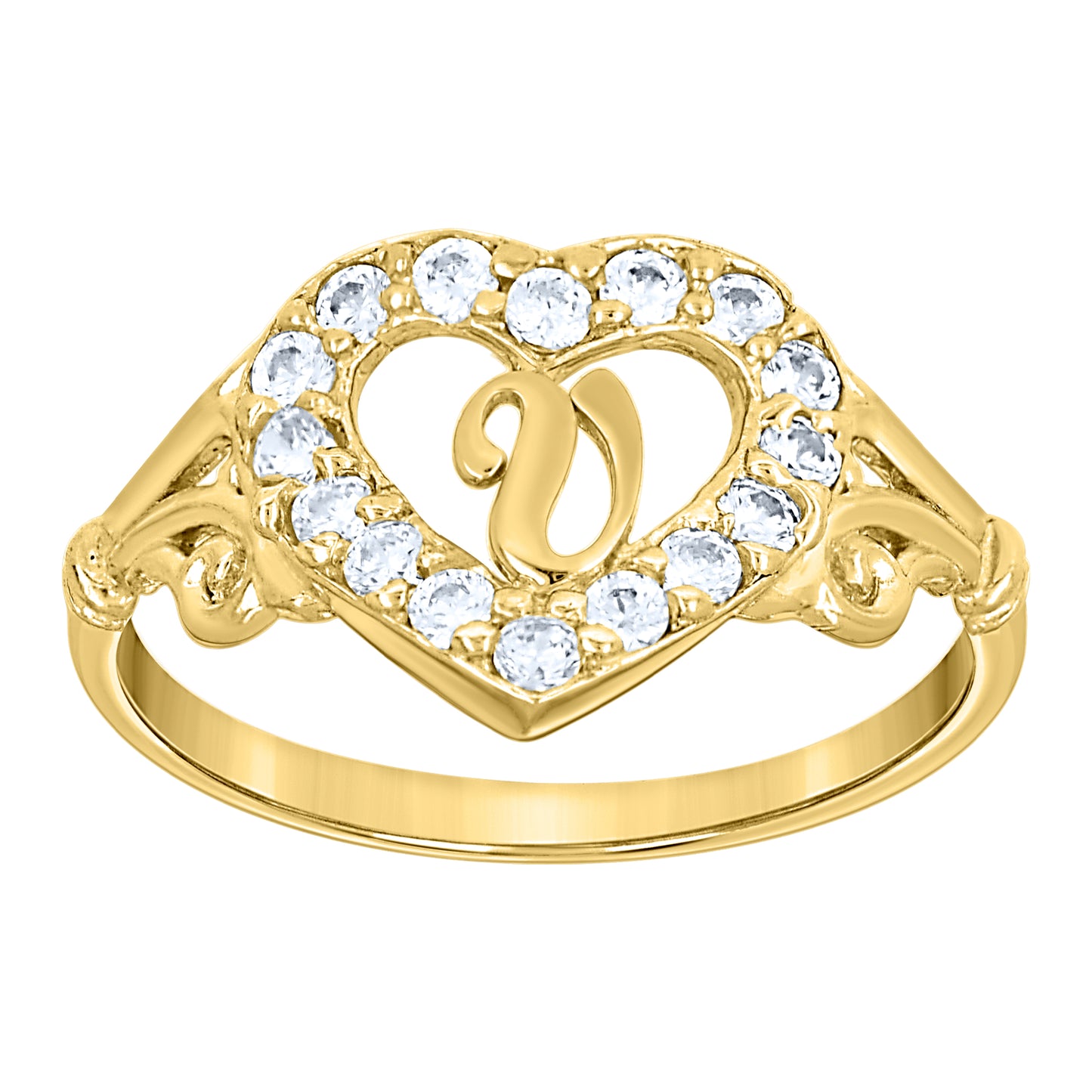 10K Gold Initial Letter Ring "V"