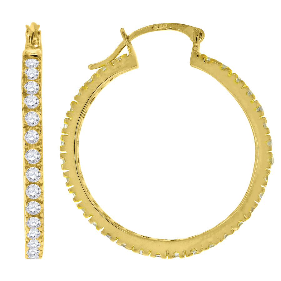 925 32mm-Cz Hoop Earrings