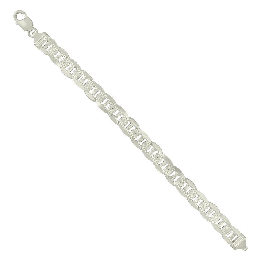 925 Sterling Silver Solid Pave Classic Mariner Silver Chain 300 11mm