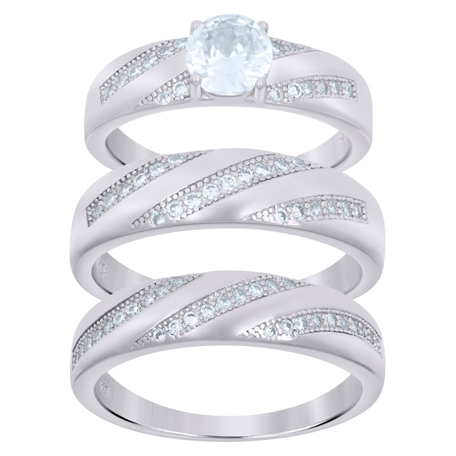 925 Micro-Pave Trio Ring