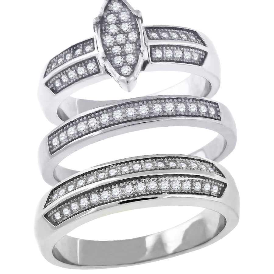 925 Micro-Pave Trio Set