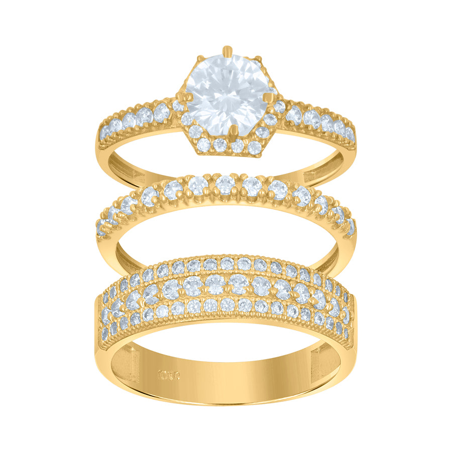 10Kt-Gold Trio Bridal Set