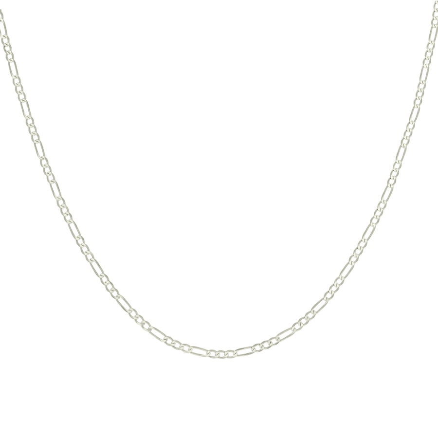 925 Sterling Silver Super Flat Figaro Chain Silver Plated 060 2.3mm