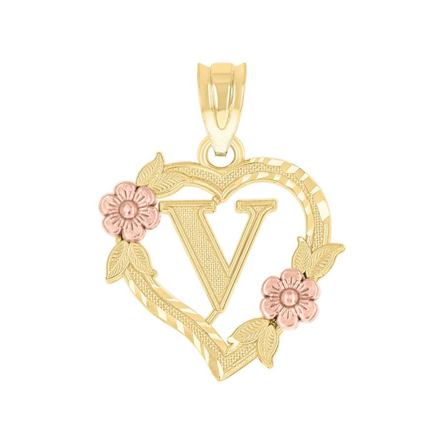10Kt Gold Initial Pendant "V"