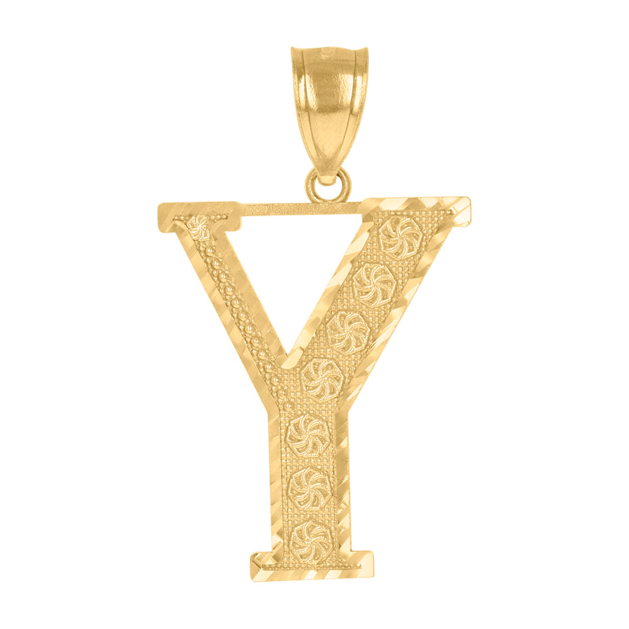 10Kt Gold Initial Letter Pendant "Y"