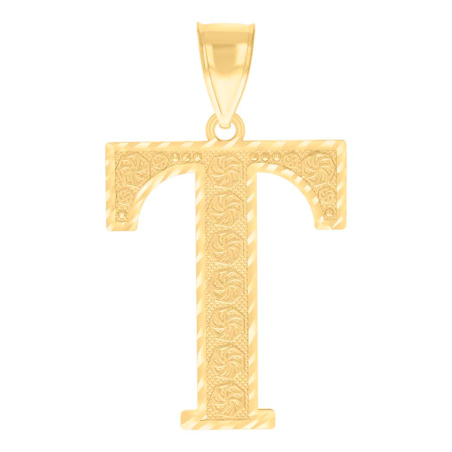 10Kt Gold Initial Letter Pendant "T"