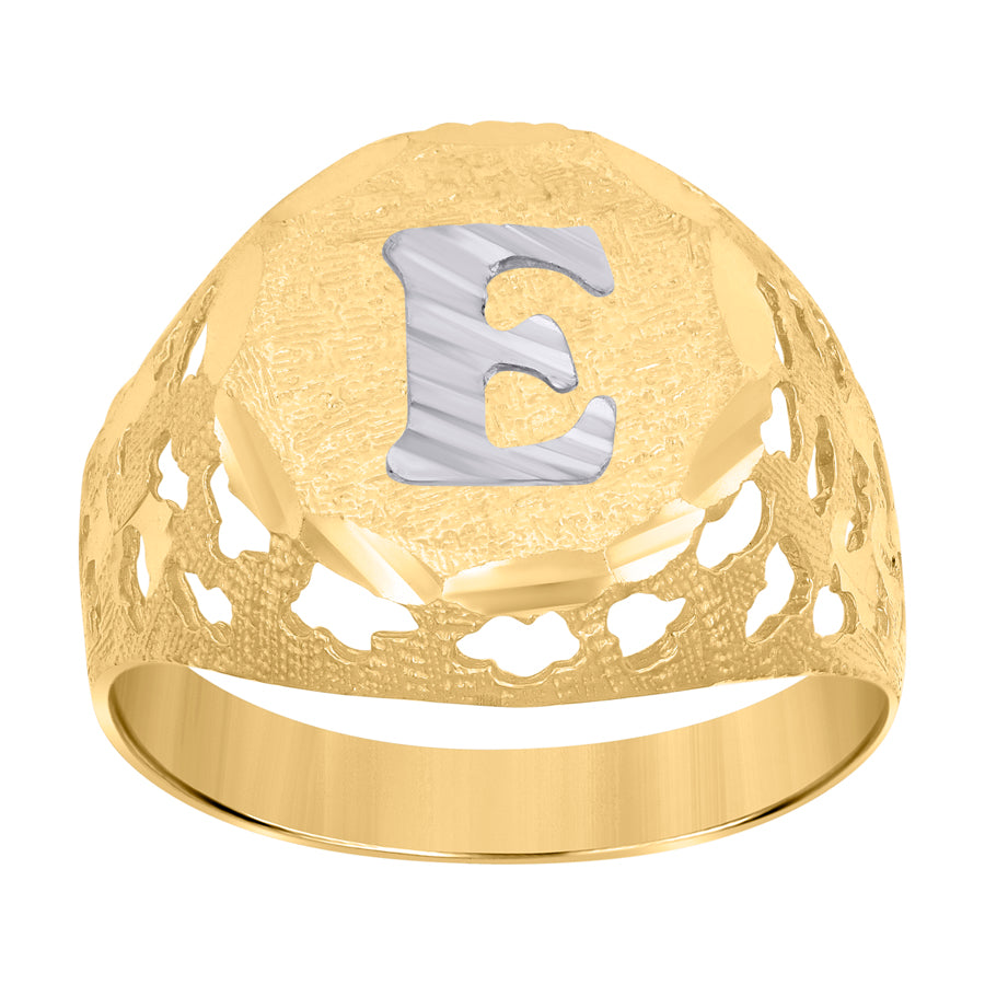 10Kt Gold Initial "E" Letter Ring