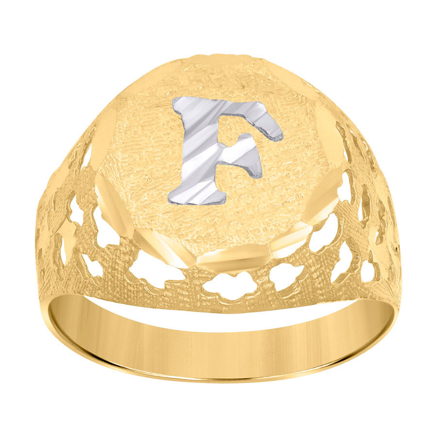 10Kt Gold Initial "F" Letter Ring