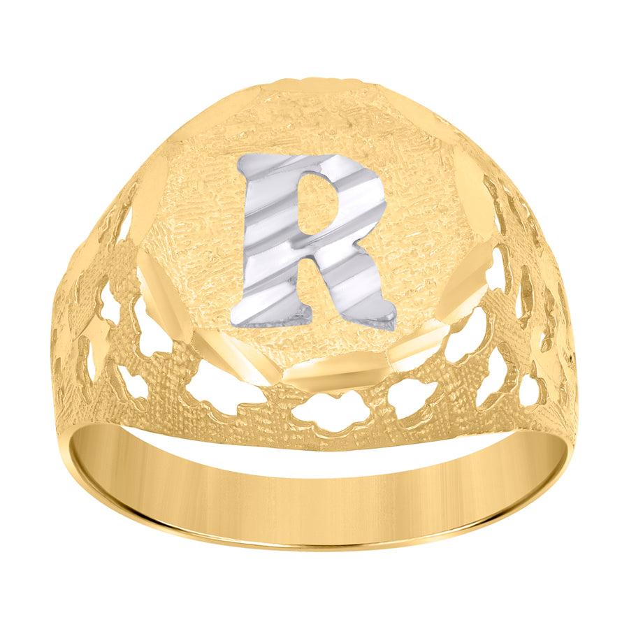 10Kt Gold Initial "R" Letter Ring