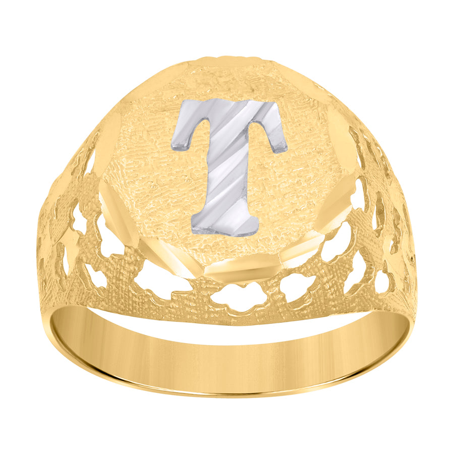 10Kt Gold Initial "T" Letter Ring