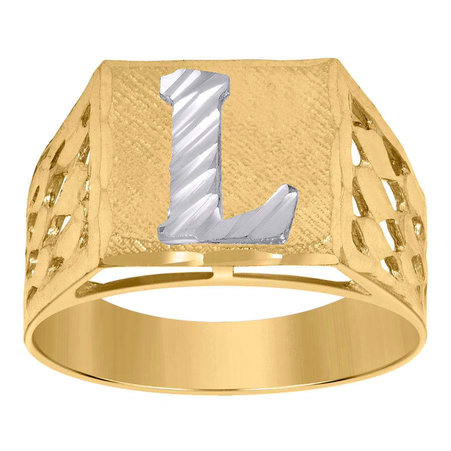 10Kt Gold Initial "L" Letter Ring